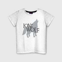 Футболка хлопковая детская LONE WOLF одинокий волк, цвет: белый