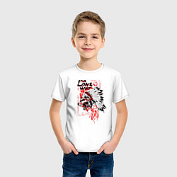 Футболка хлопковая детская Одинокий волк индеец, цвет: белый — фото 2