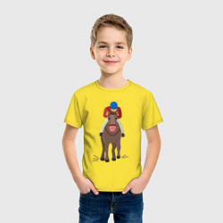 Футболка хлопковая детская Гонщик на лошади, цвет: желтый — фото 2
