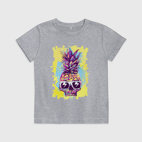 Детская футболка Череп-ананас в тёмных очках - лето / Меланж – фото 1