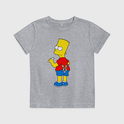 Футболка хлопковая детская Хулиган Барт Симпсон, цвет: меланж
