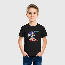 Футболка хлопковая детская Sonic - hedgehog - skateboarding, цвет: черный — фото 2