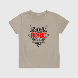 Футболка хлопковая детская ACDC Black Ice с молниями, цвет: миндальный