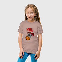 Футболка хлопковая детская Basketball - NBA logo, цвет: пыльно-розовый — фото 2