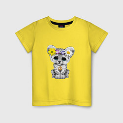 Футболка хлопковая детская Мир - Снежный Леопард, цвет: желтый