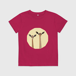 Детская футболка Жирафовые газели геренук на бежевом фоне