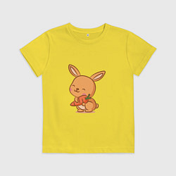 Футболка хлопковая детская Кролик и морковка, цвет: желтый