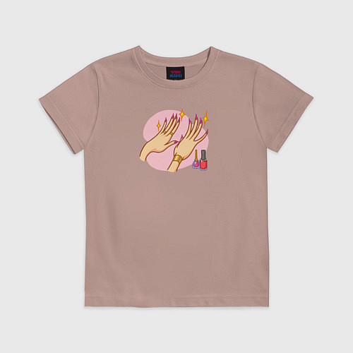 Детская футболка Маникюр / Пыльно-розовый – фото 1