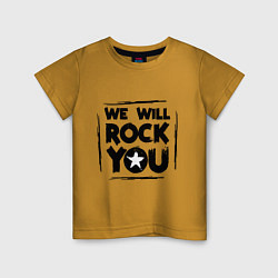 Футболка хлопковая детская We rock you, цвет: горчичный