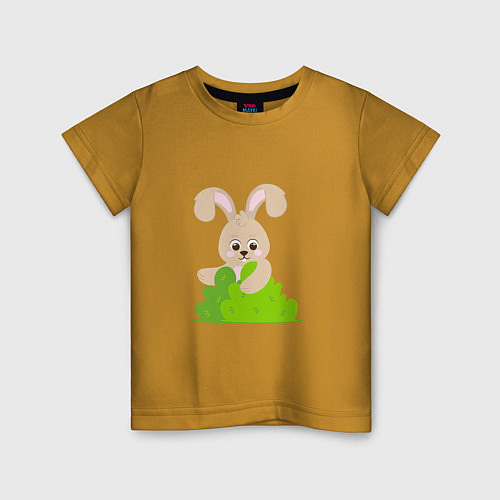 Детская футболка Кролик в лесу / Горчичный – фото 1