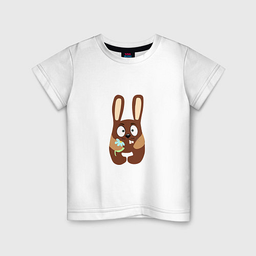 Детская футболка Кролик с цветочком / Белый – фото 1