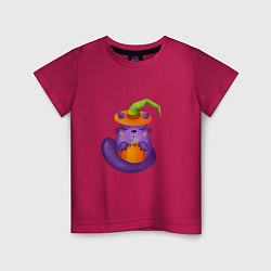 Детская футболка Кот с тыквой на Хеллоуин