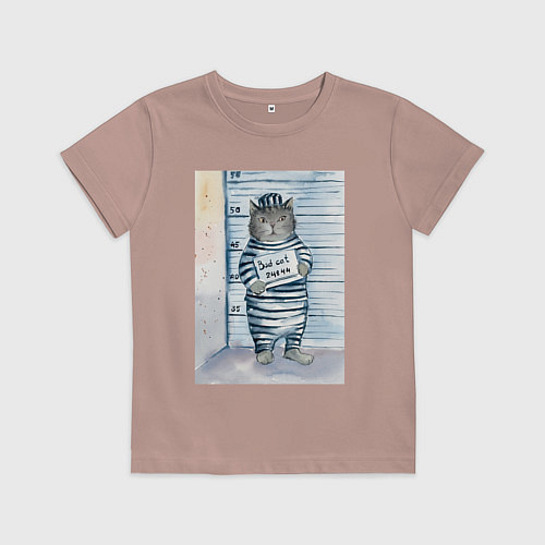 Детская футболка Акварельный рисунок плохой кот / Пыльно-розовый – фото 1