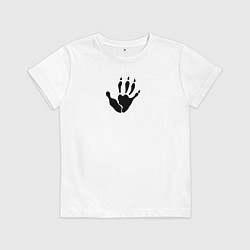 Футболка хлопковая детская Лапка опоссума чёрная, цвет: белый