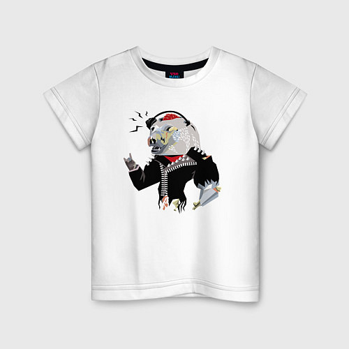 Детская футболка Zombie-bear music lover - Halloween / Белый – фото 1