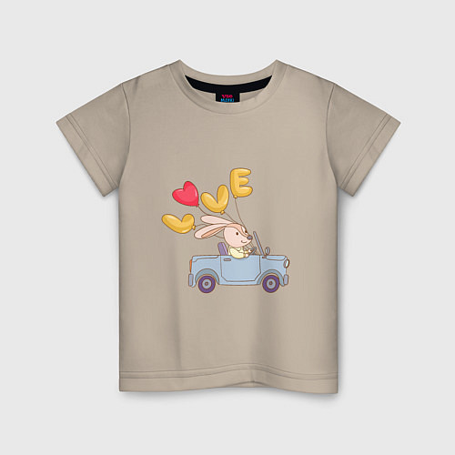 Детская футболка Кролик - С Любовью / Миндальный – фото 1