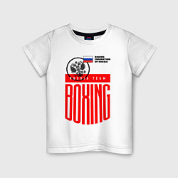 Футболка хлопковая детская Boxing russia national team, цвет: белый