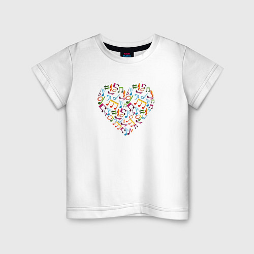 Детская футболка Сердце-ноты / Белый – фото 1