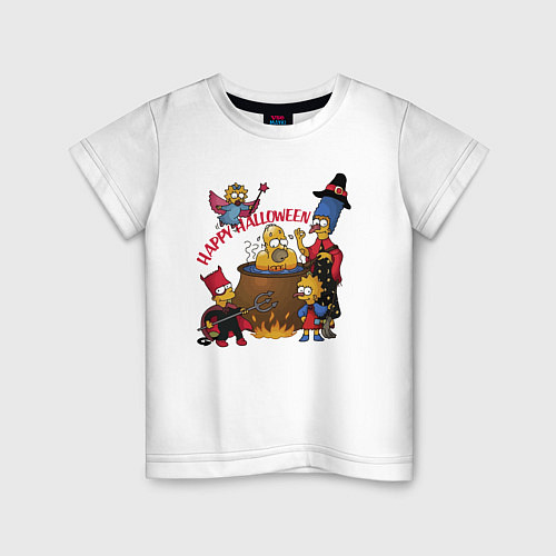 Детская футболка Семейка Симпсонов варит в адском котле главу семей / Белый – фото 1