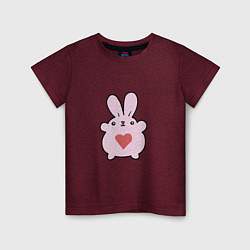 Футболка хлопковая детская Heart Rabbit, цвет: меланж-бордовый