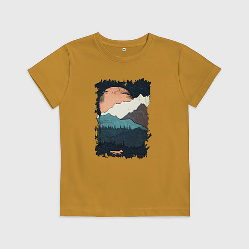 Детская футболка Лисичка Путешественница / Горчичный – фото 1