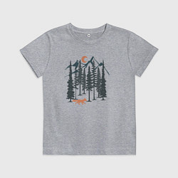 Футболка хлопковая детская Лисичка в Лесу, цвет: меланж