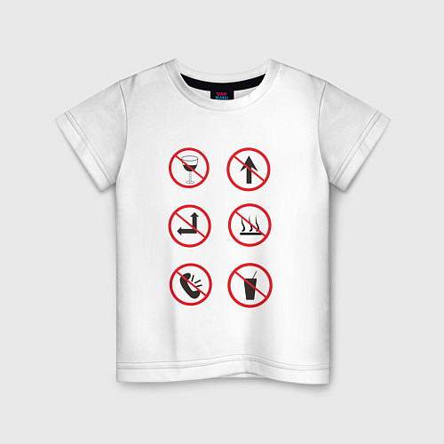 Детская футболка Запрещающие знаки / Белый – фото 1