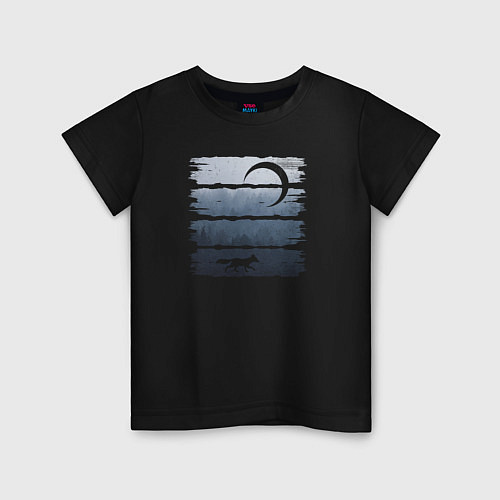 Детская футболка Ночная Лиса / Черный – фото 1