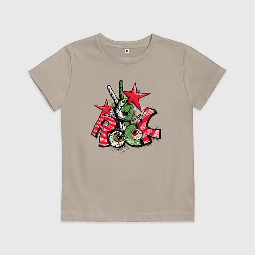 Детская футболка Граффити Rock star / Миндальный – фото 1