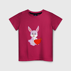 Футболка хлопковая детская Кролик с сердцем, цвет: маджента