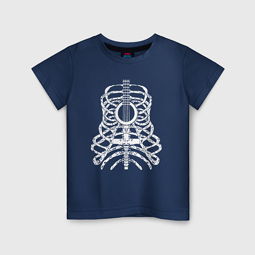 Детская футболка Гитара-скелет / Тёмно-синий – фото 1