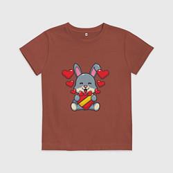 Футболка хлопковая детская Happy Rabbit, цвет: кирпичный