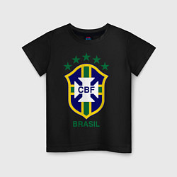 Футболка хлопковая детская Brasil CBF, цвет: черный