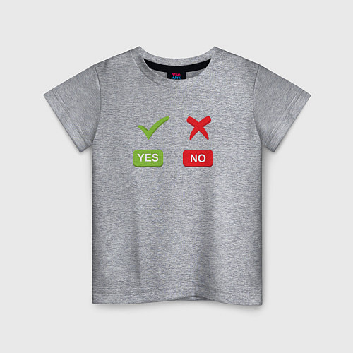 Детская футболка Кнопки выбора ДА - НЕТ / Меланж – фото 1