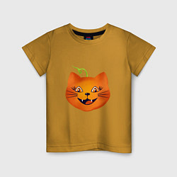 Детская футболка Рыжий кот Джек похож на тыкву, Хэллоуин