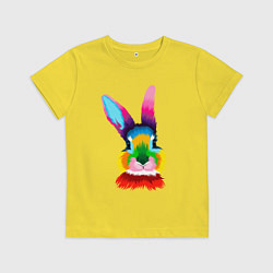 Футболка хлопковая детская Радужный кролик, цвет: желтый
