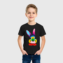 Футболка хлопковая детская Радужный кролик, цвет: черный — фото 2