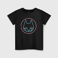 Футболка хлопковая детская Stray logo neon, цвет: черный