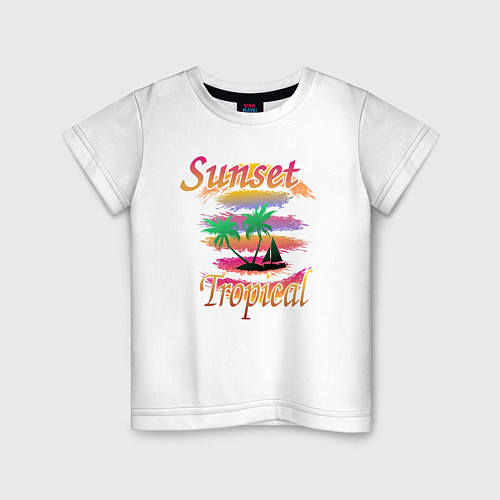 Детская футболка Пальмы на закате в тропиках / Белый – фото 1