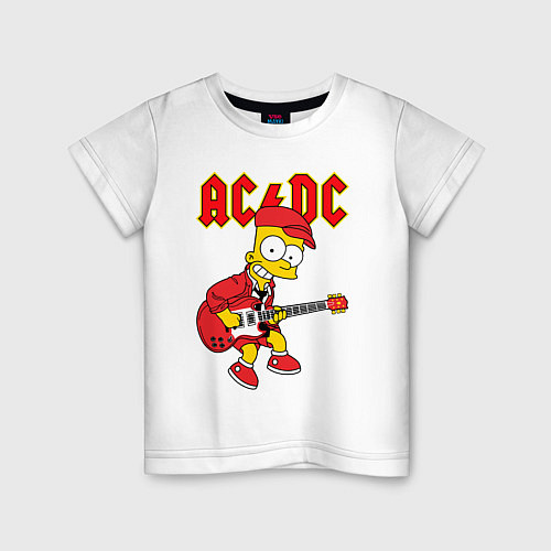 Детская футболка AC DC Барт Симпсон / Белый – фото 1