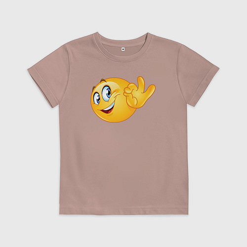 Детская футболка Эмодзи - ОК / Пыльно-розовый – фото 1