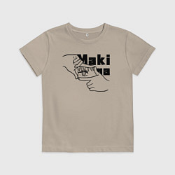 Футболка хлопковая детская Глаза Макимы, цвет: миндальный