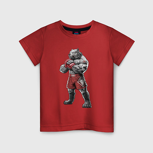 Детская футболка Питбуль - Смешанные единоборства - MMA / Красный – фото 1