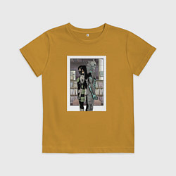 Футболка хлопковая детская Мина Асиро и Кафка Хибино - Кайдзю номер 8, цвет: горчичный