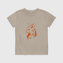 Футболка хлопковая детская Голова лисы, цвет: миндальный