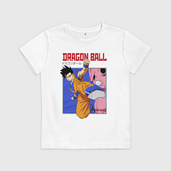 Футболка хлопковая детская Dragon Ball - Сон Гоку - Удар, цвет: белый