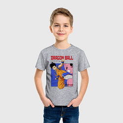 Футболка хлопковая детская Dragon Ball - Сон Гоку - Удар, цвет: меланж — фото 2
