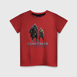 Футболка хлопковая детская Отец и сын GoW Ragnarok, цвет: красный