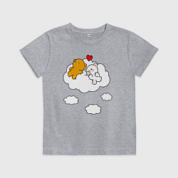 Футболка хлопковая детская Влюбленные медвежата на облаке, цвет: меланж