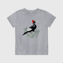 Футболка хлопковая детская Дятел, цвет: меланж
